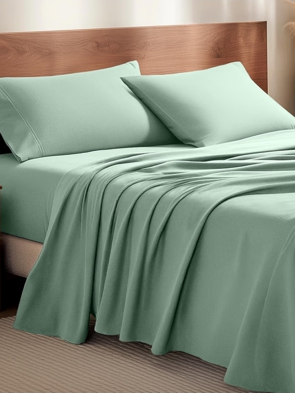 XL TWIN  Mint Green  Flannel Sheet Set - Breathable Home Bedding